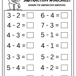 Answer The Subtraction For Kindergarten Worksheet