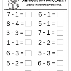 Answer The Subtraction Free Download Worksheet