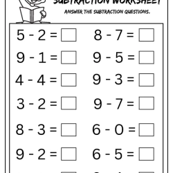 Answer The Subtraction Printable Worksheet