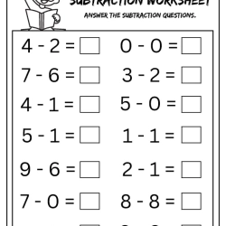 Answer The Subtraction To Print Worksheet