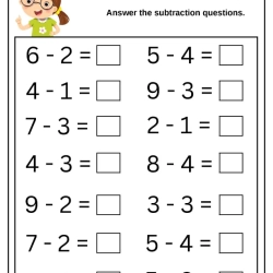 Answer The Subtraction Worksheet For Kindergarten