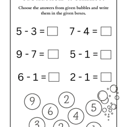 Choose The Answer Of Subtraction Worksheet