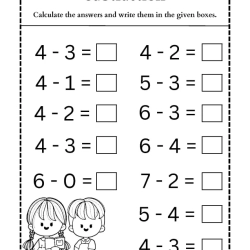 Subtraction Worksheet For Kids