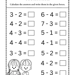 Subtraction Worksheet For Kindergarten