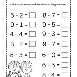 Subtraction Worksheet Printables