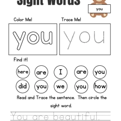 Free Sight Words Tracing Worksheet Downloads