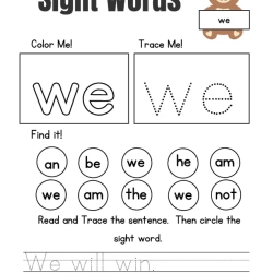 Free Sight Words Tracing Worksheet For 4th Grade