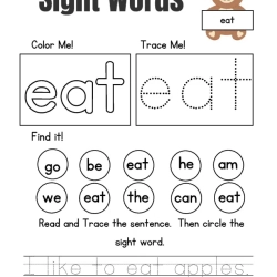 Free Sight Words Tracing Worksheet For 5th Grade