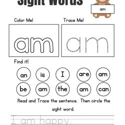 Free Sight Words Tracing Worksheet For Grade 1