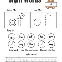 Free Sight Words Tracing Worksheet For Grade 6