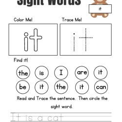 Free Sight Words Tracing Worksheet For Kindergarten