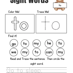 Free Sight Words Tracing Worksheet For Toddlers