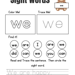 Free Sight Words Tracing Worksheet Pdf File