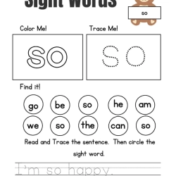 Free Sight Words Tracing Worksheet Preschool