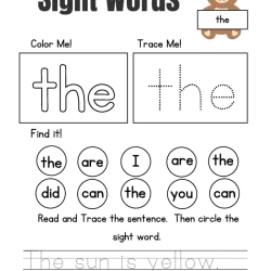 Free Sight Words Tracing Worksheet To Prints