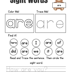 Free Sight Words Tracing Worksheet Worksheets