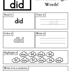 Read And Trace Sight Words For Grade 2 Worksheet