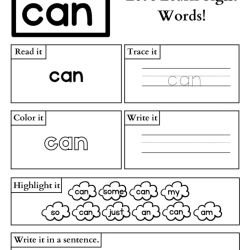 Read And Trace Sight Words Printable Worksheet