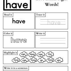 Read And Trace Sight Words Worksheet