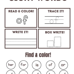 Read Trace Color Sight Words 060 Worksheet