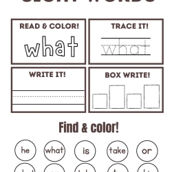 Read Trace Color Sight Words 074 Worksheet