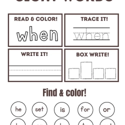 Read Trace Color Sight Words 075 Worksheet