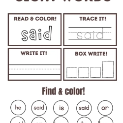 Read Trace Color Sight Words 078 Worksheet