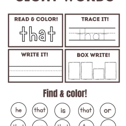 Read Trace Color Sight Words 1st Grade Free Worksheet