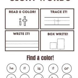 Read Trace Color Sight Words 2nd Grade Free Worksheet