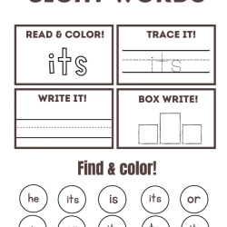 Read Trace Color Sight Words 2nd Grade Worksheet