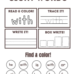 Read Trace Color Sight Words 3rd Grade Free Worksheet