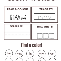 Read Trace Color Sight Words 3rd Grade Worksheet