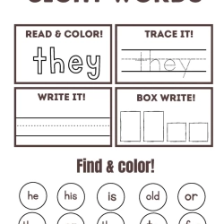 Read Trace Color Sight Words 4th Grade Free Worksheet