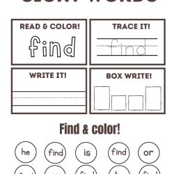 Read Trace Color Sight Words 4th Grade Worksheet