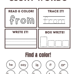 Read Trace Color Sight Words 6th Grade Free Worksheet