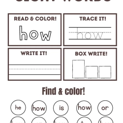 Read Trace Color Sight Words At Home Worksheet