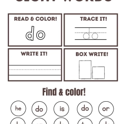 Read Trace Color Sight Words Easy Worksheet