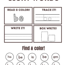 Read Trace Color Sight Words For 1st Grade Worksheet