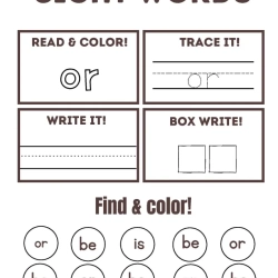 Read Trace Color Sight Words For 2nd Grade Worksheet