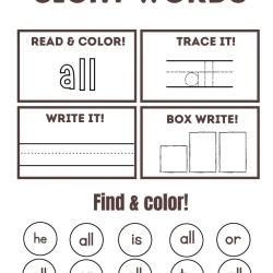 Read Trace Color Sight Words For 5th Grade Worksheet