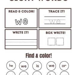 Read Trace Color Sight Words For Grade 5 Worksheet