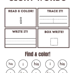 Read Trace Color Sight Words For Kids Worksheet