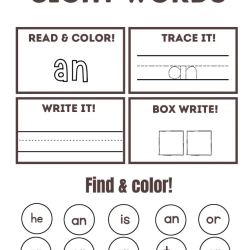 Read Trace Color Sight Words For Toddlers Worksheet