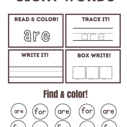Read Trace Color Sight Words Free Download Worksheet
