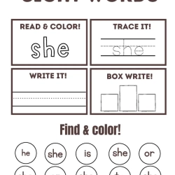 Read Trace Color Sight Words Fun Worksheet