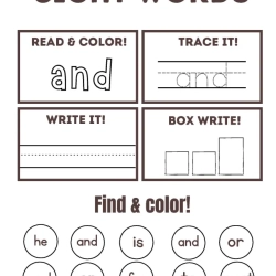 Read Trace Color Sight Words Grade 1 Free Printable Worksheet