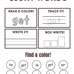 Read Trace Color Sight Words Grade 1 Free Worksheet