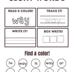 Read Trace Color Sight Words Grade 1 Printable Worksheet