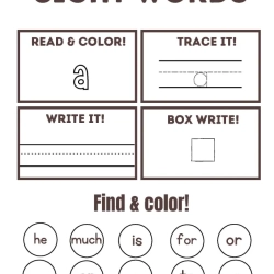 Read Trace Color Sight Words Grade 2 Free Printable Worksheet