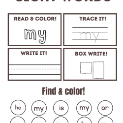 Read Trace Color Sight Words Grade 2 Printable Worksheet